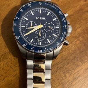 Fossil Men's Blue and Gold Chronograph Watch